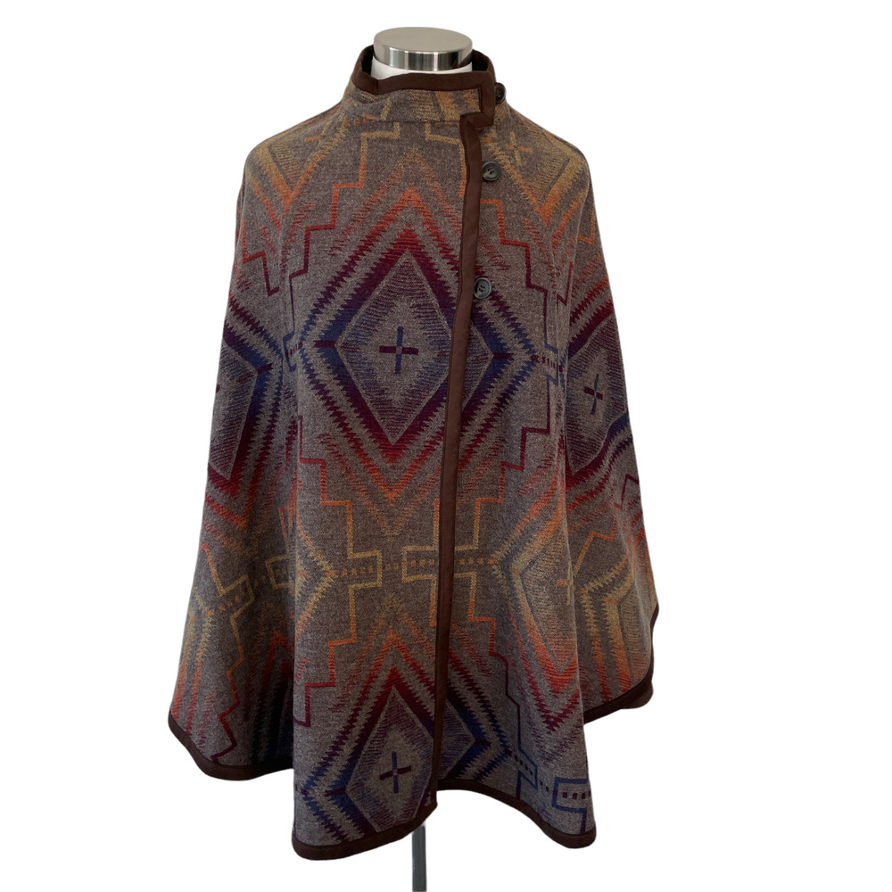 Pendleton Mesquite Poncho Cape in Sunset Cross Jacquard Women's XS/S Tan